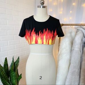 Flame Printed Crop Top